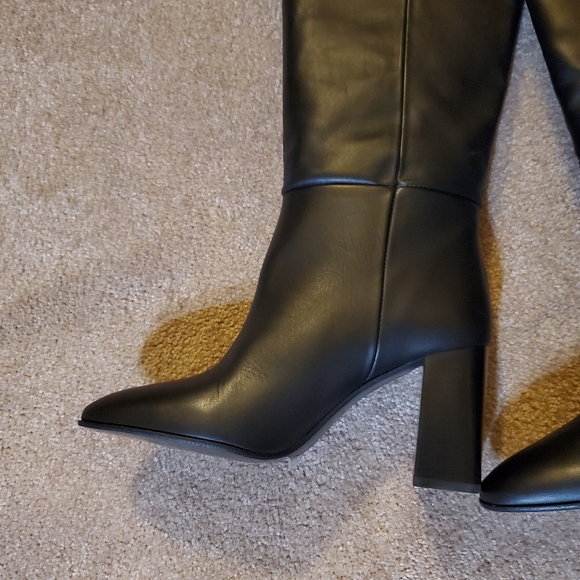 Zara heeled leather knee high boots black NWT - Picture 14 of 15
